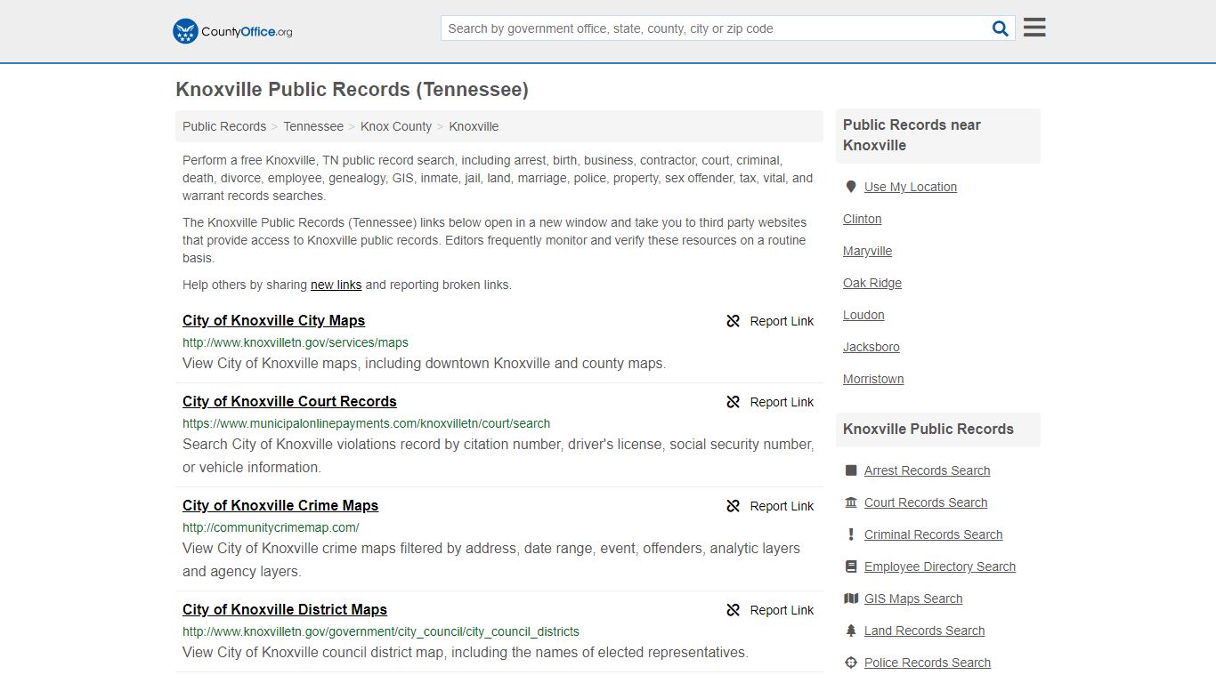 Public Records - Knoxville, TN (Business, Criminal, GIS ...